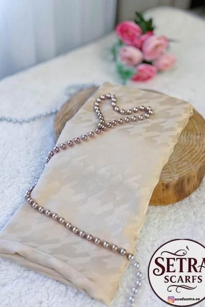 İpeksi Jakarlı Şal (Kaz Ayağı Desenli) taş açık