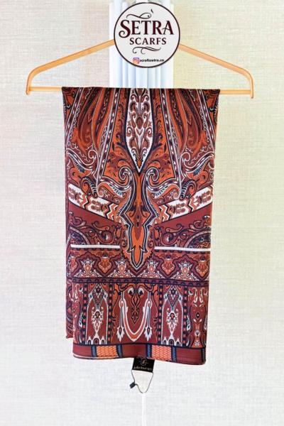 Etnik Desenli Janjan Şal Acı Kahve