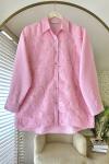 Çiçek Tül İşlemeli Gömlek Pembe