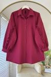 Kolu Fırfırlı Robalı Gömlek Bordo