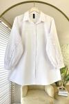 Kolu Fırfırlı Robalı Gömlek Beyaz