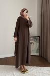Kuşaklı Tensel Elbise Acı Kahve