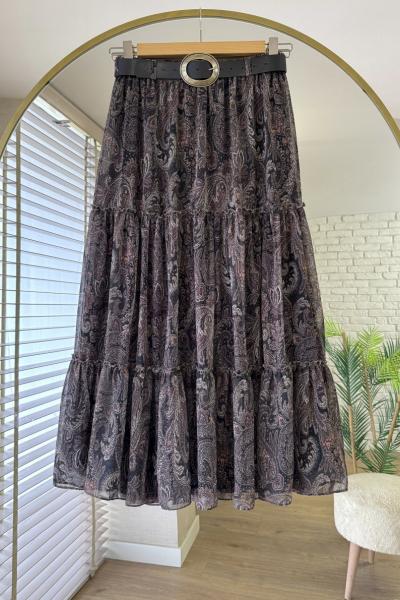 Kemerli Etro Etek Siyah