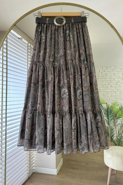 Kemerli Etro Etek Haki