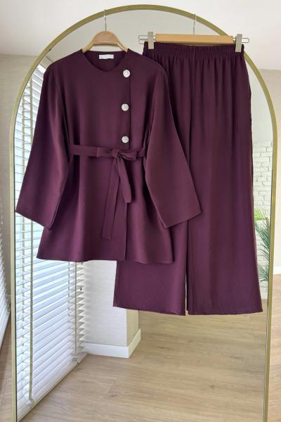 Carol Pantolonlu Takım Bordo