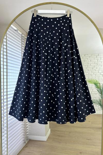 Puantiyeli Poplin Etek Siyah