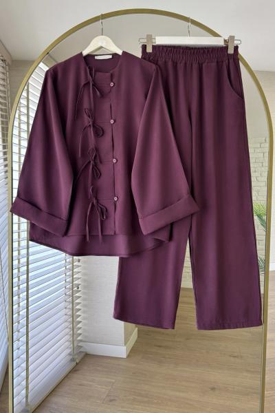 Milano Pantolonlu Takım Bordo