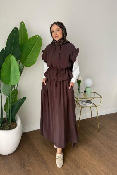 Marga Üçlü Takım Kahverengi