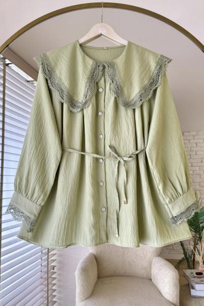Dantel Detaylı Gömlek Yeşil
