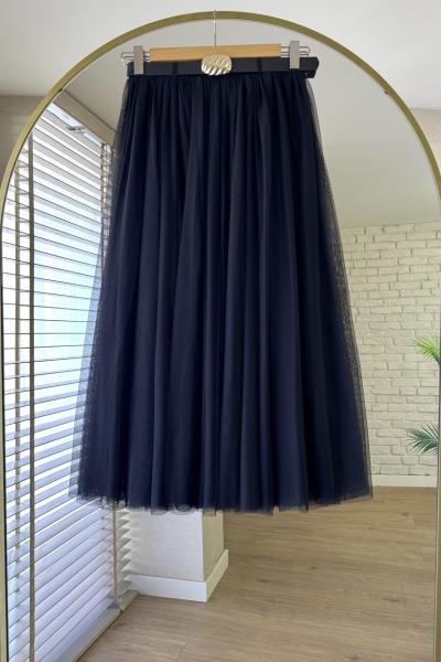 Kemerli Tül Etek Siyah