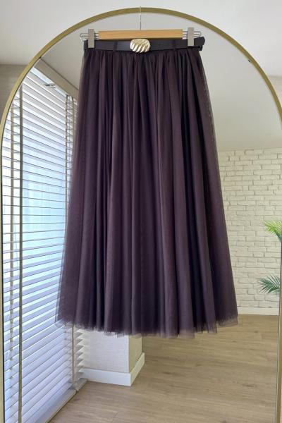 Kemerli Tül Etek Kahverengi