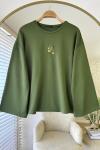 Nakışlı Salaş Sweatshirt Yeşil