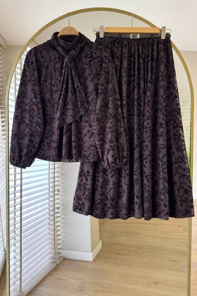 Poppy Etekli Takım Kahverengi