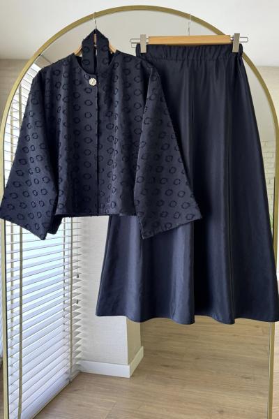 Fringe Etekli Takım Siyah