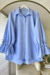 Kolları Büzgülü Gömlek Mavi
