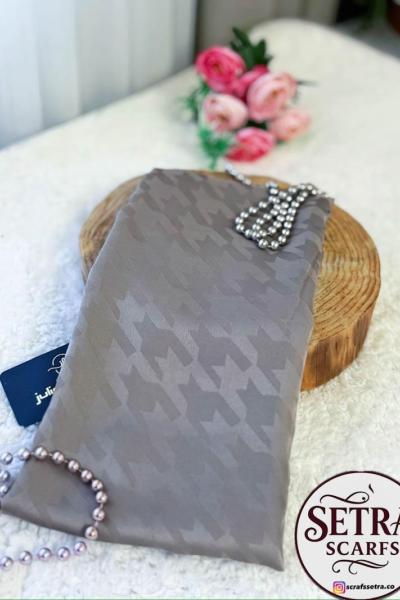 İpeksi Jakarlı Şal (Kaz Ayağı Desenli) grii