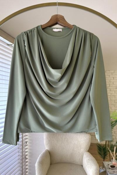 Degaje Yaka Sandy Bluz Yeşil