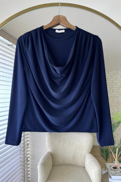Degaje Yaka Sandy Bluz Lacivert