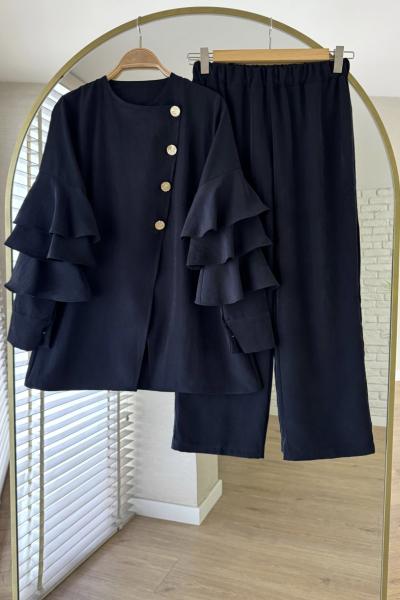 Tulip Pantolonlu Takım Siyah