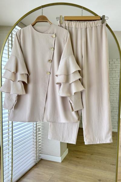 Tulip Pantolonlu Takım Bej