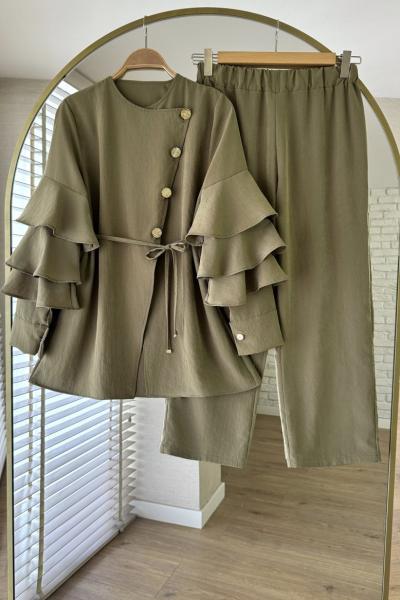 Tulip Pantolonlu Takım Yağ Yeşili