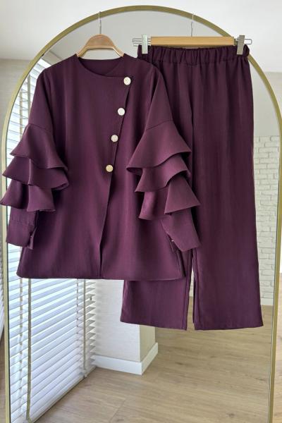 Tulip Pantolonlu Takım Mürdüm