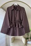Rose Çizgili Gömlek Acı Kahve