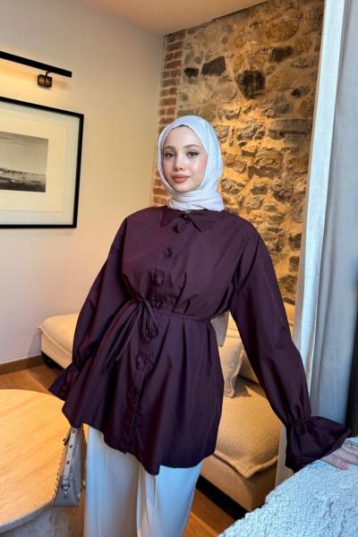 Patı Çiçekli Gömlek Bordo