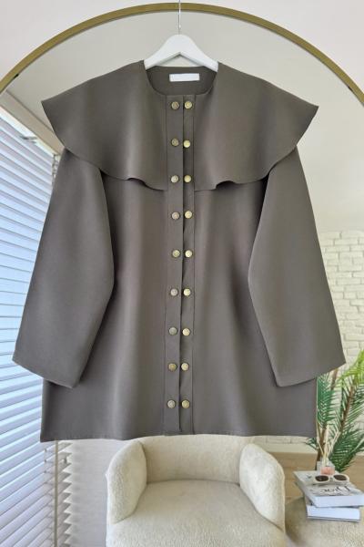 Çıt Çıt Düğmeli Bebe Yaka Gömlek Haki