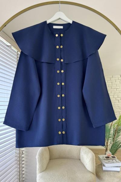 Çıt Çıt Düğmeli Bebe Yaka Gömlek Lacivert