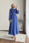 Twing Volanlı Elbise indigo mavisi