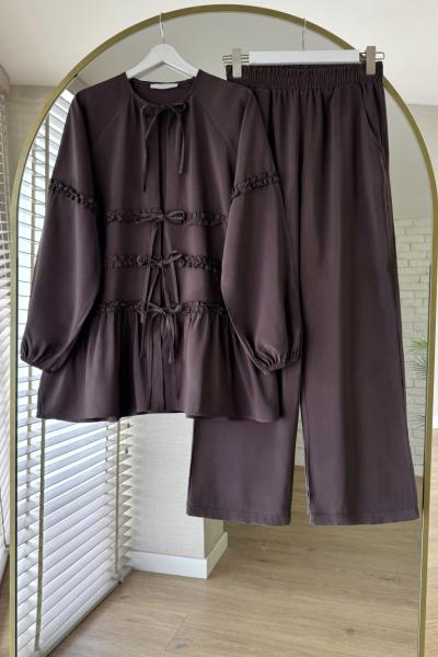 Asmin Pantolonlu Takım Acı Kahve