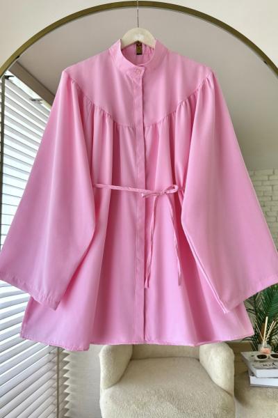 Hakim Yaka Robalı Salaş Gömlek Pembe