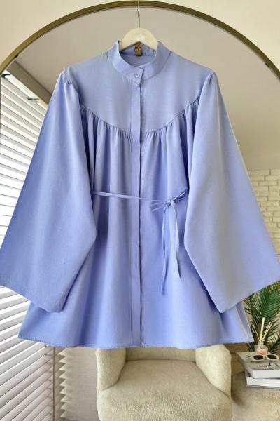 Hakim Yaka Robalı Salaş Gömlek Mavi