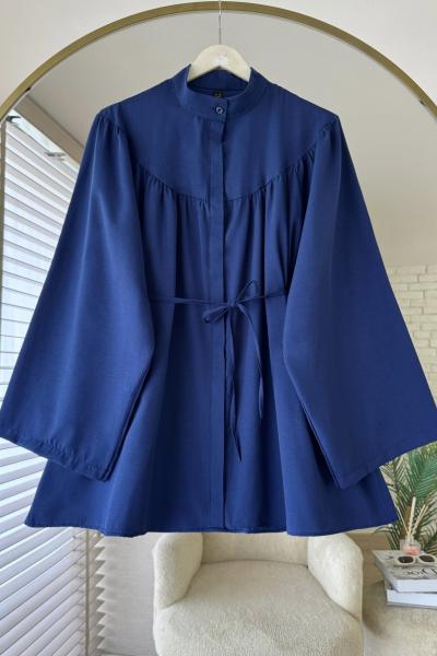 Hakim Yaka Robalı Salaş Gömlek Lacivert