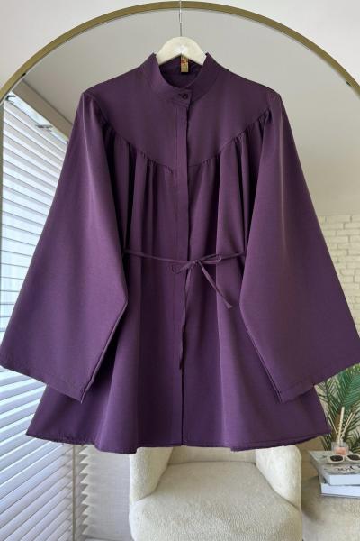 Hakim Yaka Robalı Salaş Gömlek Mürdüm