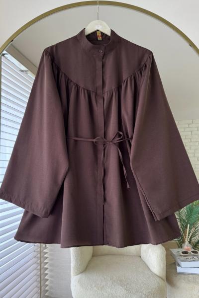 Hakim Yaka Robalı Salaş Gömlek Acı Kahve