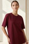 Taşlı Modal Tişört Bordo