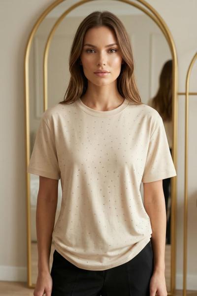 Taşlı Modal Tişört Taş