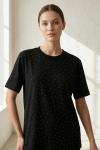 Taşlı Modal Tişört Siyah