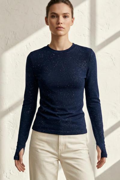 Simli Parmak Geçmeli Body Lacivert