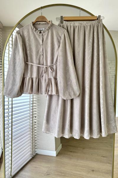 Flower Etekli Takım Bej