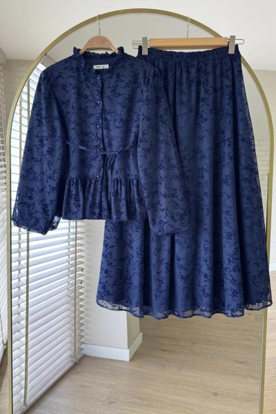 Flower Etekli Takım Lacivert