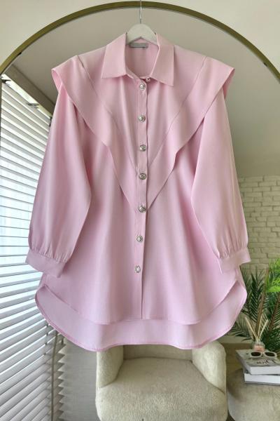 Volanlı Modal Gömlek Pembe
