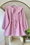 Bebe Yaka Nervürlü Gömlek Pembe