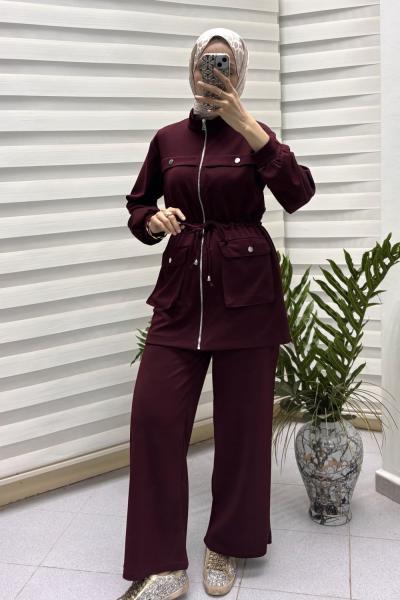Körük Cepli Modal Takım Bordo