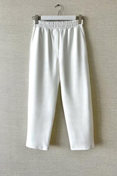 Beli Lastikli Double Pantolon Beyaz