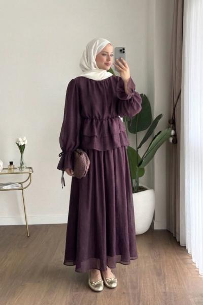 Pine Etekli Takım Mürdüm