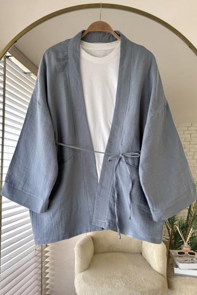 Cepli Müslin Kimono Gri