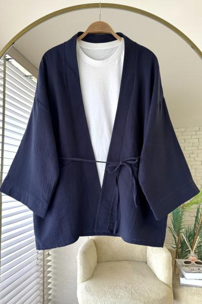 Cepli Müslin Kimono Koyu Lacivert